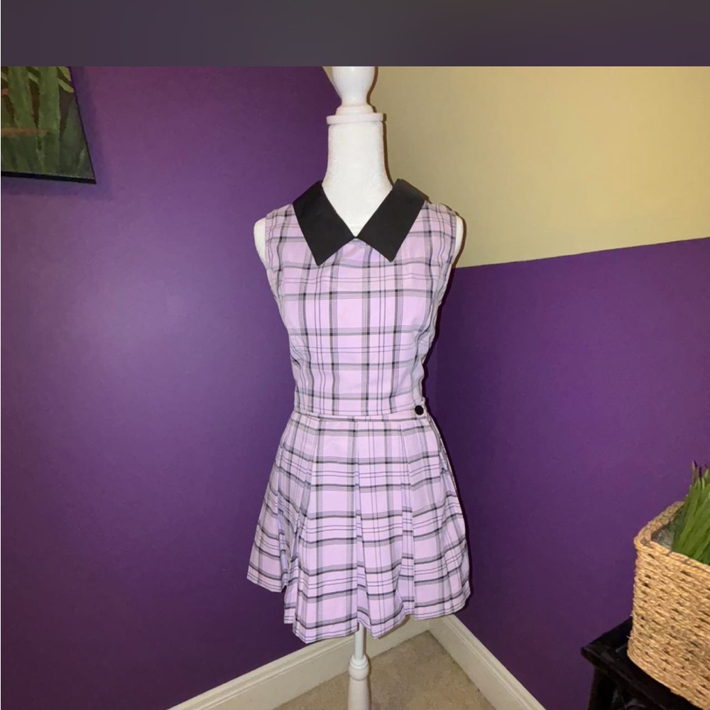 Dolls Kill Lavender Plaid SET with Black Collar - Picture 3 of 4